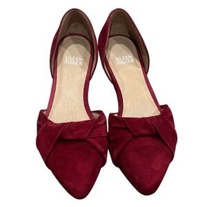 EILEEN FISHER Suede D'Orsay Flats SZ 6.5 Fuller Wine Red‎ Slip On Shoes
